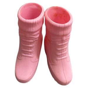 Vintage Barbie Doll Pink Winter Ankle Boots Faux Laces Hiking Outdoor 80s 90s